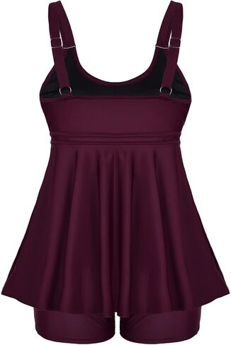 Mycoco Womens Plus Size Tankini Swimsuits with Shorts Athletic Two Piece Flowy Swimdress Tummy Control Bathing Suits in Saudi Arabia