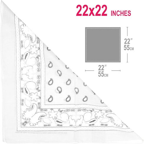 6,12,36 PK Bandanas for Men and Women, 100% Cotton Bandana - Gold, Black, White +20 Color Mens Handkerchiefs Bandana Pack in Kuwait