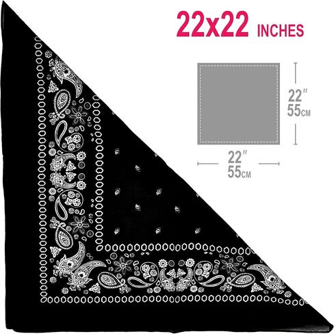 6,12,36 PK Bandanas for Men and Women, 100% Cotton Bandana - Gold, Black, White +20 Color Mens Handkerchiefs Bandana Pack in Kuwait