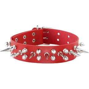 MILAKOO Punk Gothic Leather Choker Collar Chokers with Spikes Adjustable for Men Women