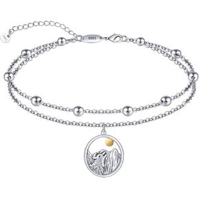 CHIC ARTSY Women Anklets S925 Sterling Silver Dainty Layered Anklet Bracelet Adjustable Multilayer Beach Ankle Bracelet Summer Jewelry for Women 10-11 Inches
