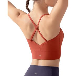 حمالة صدر رياضية طويلة بشريط سباغيتي قابلة للتحويل من VFUS للسيدات، مبطنة متوسطة التأثير برقبة على شكل حرف V للتمرين in Kuwait