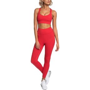 Hotexy Women Workout Sets 2 Pieces Suits High Waisted Yoga Leggings with Stretch Sports Bra Gym Tracksuits Active Set