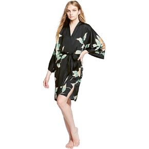 KIM+ONO Women's Charmeuse Kimono Robe Short - Watercolor Floral