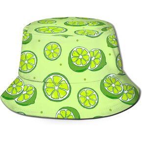 Fashion Casual Lime Green Fruit Slices Pattern Bucket Hat,Fashion Summer Fisherman Sun Cap, Tropical Floral Hat for Women and Men in Saudi Arabia
