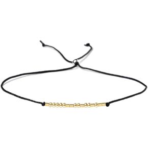 SANNYRA Morse Code Bracelet - Morse Code Jewelry for Women - 14k Gold Plated Beads on Silk Cord Friendship Bracelet Gift for Her
