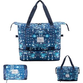 Orshawer Large Capacity Foldable Travel Bag Expandable Portable Carry on Bag Dry&Wet Separation Waterproof Sports Duffel Bags