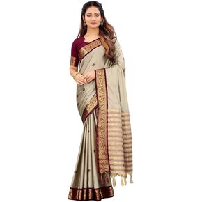 فاشون بوتيك ساري باناراسي للنساء من الجاكار الغني بالحرير التقليدي مع بلوزة غير مخيطة in Kuwait