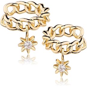 GUEMER Dainty Gold Ear Cuff Earrings 14K Gold Plated Simple Non Pierced Tiny Ear Cuffs Huggie No Piercing Hoops Ear Cubic Zirconia Cartilage Ear Clip on Wrap Adjustable Fake Earrings