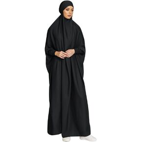 IKADEX Jilbab for Muslim Women Hooded Abaya Kaftan Dress Hijab Chador One-Piece Loose Fit Arabic Islamic Prayer Robe