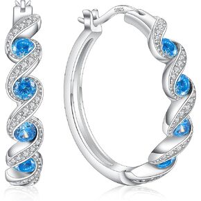 GDDX Sterling Silver Earrings, 925 Sterling Silver Hoop Earrings for Women Cubic Zirconia White Gold Plated Hypoallergenic Silver Earrings for Women Trendy Graduation Birthday Party Jewelry Gifts in Kuwait