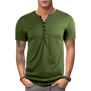 تي شيرت Viwedo رجالي بمقاس نحيف Henley بأكمام قصيرة وخفيف الوزن أساسي كاجوال in Kuwait
