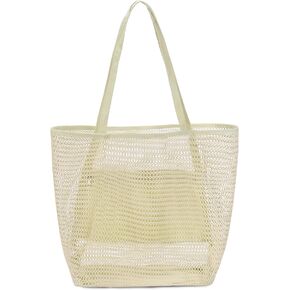 حقيبة حمل الشاطئ الشبكية من Venhoo للنساء ذات سعة كبيرة وحقائب كتف وحقيبة حمام السباحة للتسوق ومستلزمات السفر والنزهات in Kuwait