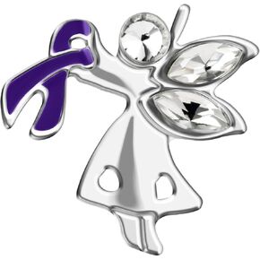Purple Ribbon Angel by My Side Awareness Pin – Purple Ribbon Angel Pin for Alzheimer’s, Epilepsy, Pancreatic Cancer, Domestic Violence, Crohn’s Disease & More (1 Pin)