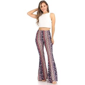 SWEETKIE Boho Flare Pants, Elastic Waist, Wide Leg Pants for Women, Solid & Printed, Stretchy and Soft