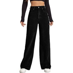 Floerns Women's Hight Waist Corduroy Velvet Slant Pocket Wide Leg Pants