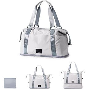 Hanke Expandable Foldable Travel Duffel Bag Collapsible Carry On Bag with Luggage Strap for Airplanes, Water Resistant Weekender Overnight Bag Fits for Men Women in Saudi Arabia