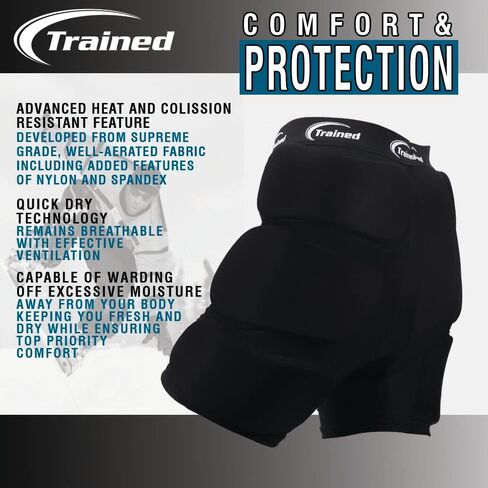 Trained Padded Protective Shorts for Extreme Sports Black in Kuwait