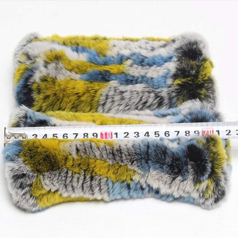 Valpeak Womens Rabbit Fur Winter Mittens Knitted Fingerless Gloves in Kuwait