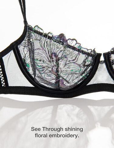 حمالة صدر نسائية مثيرة من Deyllo من الدانتيل مع سلك داخلي غير مبطن من Demi Bralette شفافة من خلالها in Kuwait