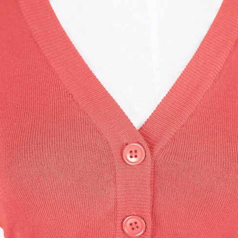 Urban CoCo Women's Cropped Cardigan V-Neck Button Down Knitted Sweater 3/4 Sleeve in Kuwait