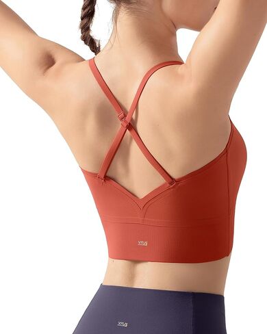 حمالة صدر رياضية طويلة بشريط سباغيتي قابلة للتحويل من VFUS للسيدات، مبطنة متوسطة التأثير برقبة على شكل حرف V للتمرين in Kuwait