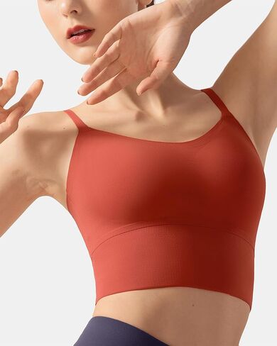 حمالة صدر رياضية طويلة بشريط سباغيتي قابلة للتحويل من VFUS للسيدات، مبطنة متوسطة التأثير برقبة على شكل حرف V للتمرين in Kuwait