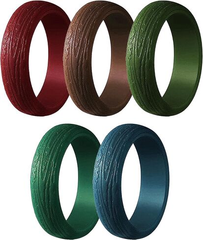 Truly Alpha Silicone Wedding Bands for Her - Pack of 7 | Flexible Silicone Rings Women | Glitter Silicone Ring Women | Workout Womens Silicone Rings | 5.7mm Rubber Rings Women in Kuwait