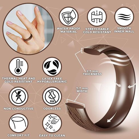 Truly Alpha Silicone Wedding Bands for Her - Pack of 7 | Flexible Silicone Rings Women | Glitter Silicone Ring Women | Workout Womens Silicone Rings | 5.7mm Rubber Rings Women in Kuwait