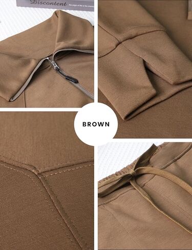 MISSFASHION Airy Essentials Set للنساء قطعتين ملابس نصف سحاب سويت شيرت واسع الساق Sweatpant صالة مجموعة رياضية in Kuwait