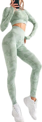 Hotexy Women Workout Sets 2 Pieces Suits High Waisted Yoga Leggings with Stretch Sports Bra Gym Tracksuits Active Set in Kuwait