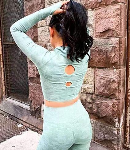 Hotexy Women Workout Sets 2 Pieces Suits High Waisted Yoga Leggings with Stretch Sports Bra Gym Tracksuits Active Set in Kuwait