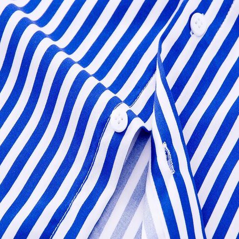 Men's Long Sleeve Dress Shirts Casual Business Vertical Striped Button Down Slim Fit Shirts in Kuwait
