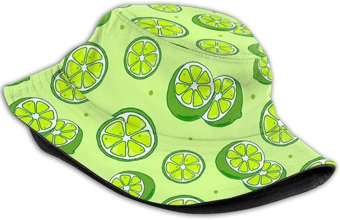 Fashion Casual Lime Green Fruit Slices Pattern Bucket Hat,Fashion Summer Fisherman Sun Cap, Tropical Floral Hat for Women and Men in Saudi Arabia