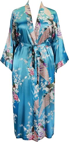 Applesauce - 838B - Plus Size Women's Kimono Long Robe - Boho Floral (One-Size fits most US 1X 2X 3X) in Kuwait