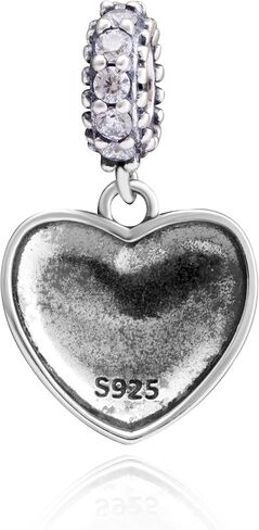 USA American Flag Charms 925 Sterling Silver Heart Love Motherland Charms Fits Pandora European Bracelet,Valentine's Day Gifts in Kuwait