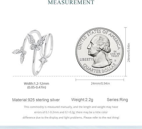 MOWIMO 925 الفضة الاسترليني فراشة مزدوجة خواتم الاصبع المفتوحة متعدد الطبقات قابل للتعديل خواتم بيان للنساء المجوهرات الجميلة in Kuwait