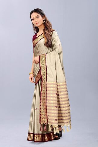 فاشون بوتيك ساري باناراسي للنساء من الجاكار الغني بالحرير التقليدي مع بلوزة غير مخيطة in Kuwait