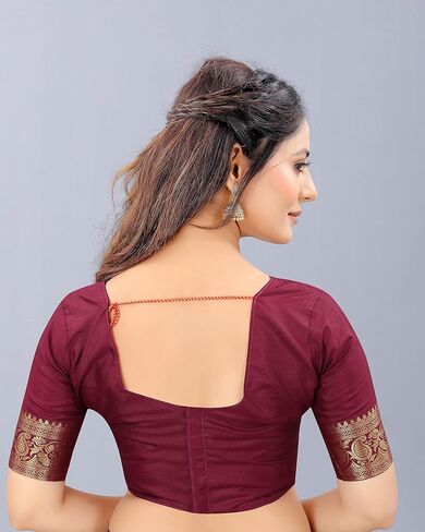 فاشون بوتيك ساري باناراسي للنساء من الجاكار الغني بالحرير التقليدي مع بلوزة غير مخيطة in Kuwait