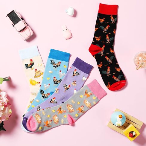 5 Pairs Novelty Chicken Socks for Women Girls, Funny Chicken Gift Animal Socks for Chicken Lovers in Kuwait
