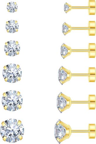 Stud Cartilage Earrings for Women Flat Back Earrings for Women Hypoallergenic Surgical Steel Stud Earrings 6 Pairs 18-20G in Saudi Arabia