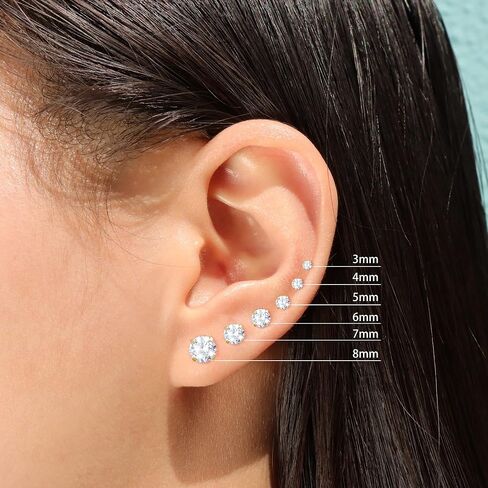 Stud Cartilage Earrings for Women Flat Back Earrings for Women Hypoallergenic Surgical Steel Stud Earrings 6 Pairs 18-20G in Saudi Arabia