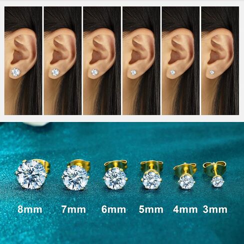 Stud Cartilage Earrings for Women Flat Back Earrings for Women Hypoallergenic Surgical Steel Stud Earrings 6 Pairs 18-20G in Saudi Arabia