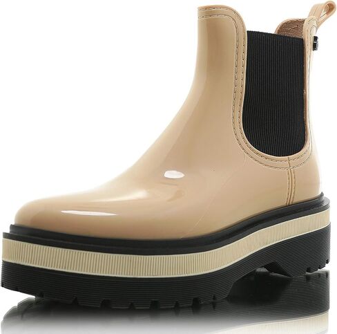 Lemon Jelly Platform Ankle Boots - Casual, Lemon-Scented Rain Boots - Water-Friendly Platform Ankle Booties - Comfortable Slip-On Boots - Trendy Shoe for Ladies or Girls in Saudi Arabia