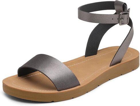 DREAM PAIRS Women’s One Band Ankle Strap Buckle Flat Sandals in Kuwait