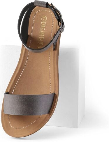 DREAM PAIRS Women’s One Band Ankle Strap Buckle Flat Sandals in Kuwait