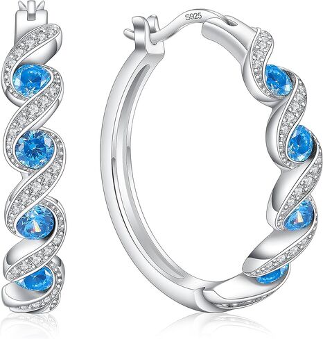 GDDX Sterling Silver Earrings, 925 Sterling Silver Hoop Earrings for Women Cubic Zirconia White Gold Plated Hypoallergenic Silver Earrings for Women Trendy Graduation Birthday Party Jewelry Gifts in Kuwait
