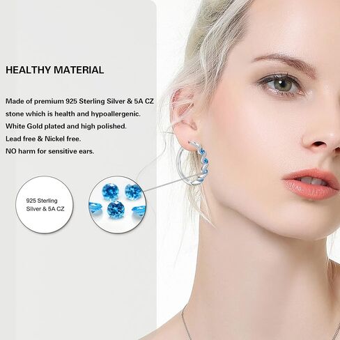 GDDX Sterling Silver Earrings, 925 Sterling Silver Hoop Earrings for Women Cubic Zirconia White Gold Plated Hypoallergenic Silver Earrings for Women Trendy Graduation Birthday Party Jewelry Gifts in Kuwait