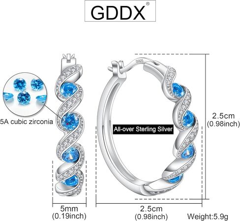 GDDX Sterling Silver Earrings, 925 Sterling Silver Hoop Earrings for Women Cubic Zirconia White Gold Plated Hypoallergenic Silver Earrings for Women Trendy Graduation Birthday Party Jewelry Gifts in Kuwait