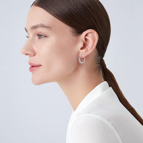 GDDX Sterling Silver Earrings, 925 Sterling Silver Hoop Earrings for Women Cubic Zirconia White Gold Plated Hypoallergenic Silver Earrings for Women Trendy Graduation Birthday Party Jewelry Gifts in Kuwait